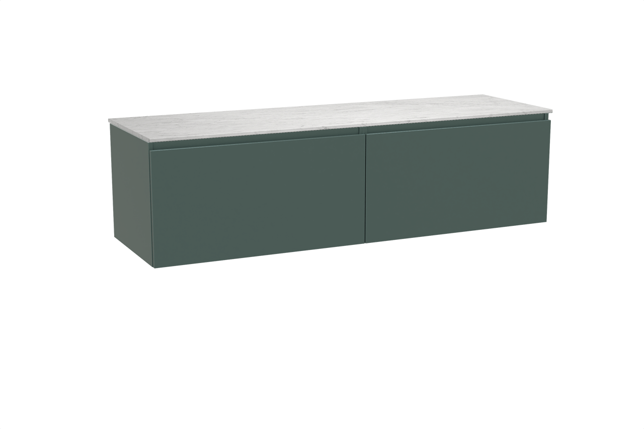 Balmani Sfera meuble salle de bains suspendu 180 x 55 cm forest avec Stretto tablette simple ou double en marbre carrare