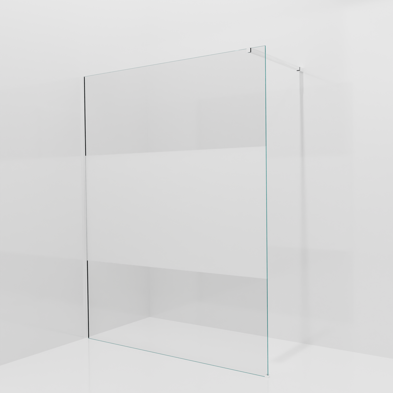 Balmani Modular Walk-In Dusche: 160 x 200 cm, Klarglas mit mattiertem Streifen, inklusive Coating, Profil Chrom glänzend