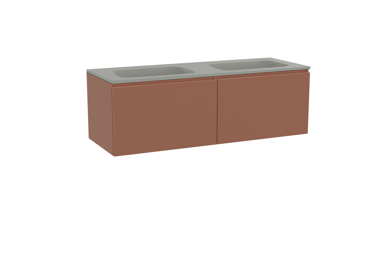 Balmani Sfera hängendes Möbelstück Set: 150 x 55 cm, Cotto, mit Tablo Strada Doppelwaschtisch, Marmorkomposit Seidengrau