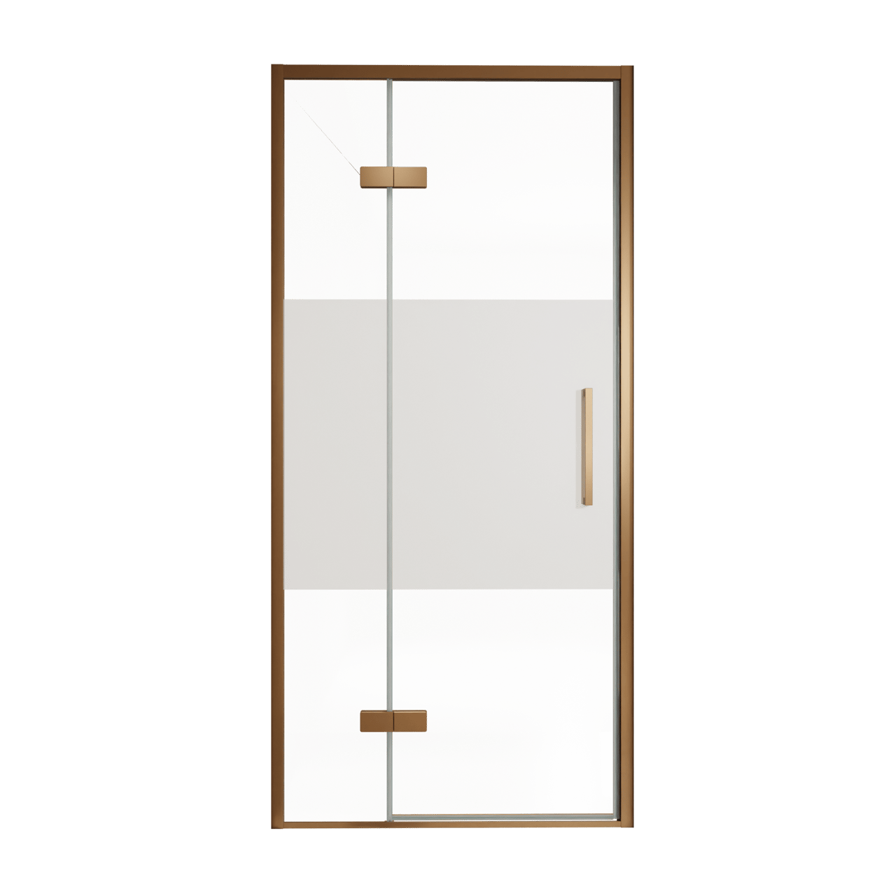 Balmani Senses Design douche draaideur links 100 cm x 210 cm Helder glas met matte strook, Brushed Rosegold profielen