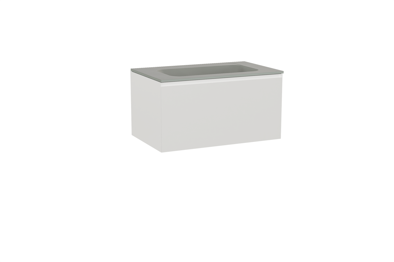 Balmani Idra meuble salle de bains suspendu 90 x 55 cm blanc mat avec Tablo Strada plan simple en marbre composite soie grise