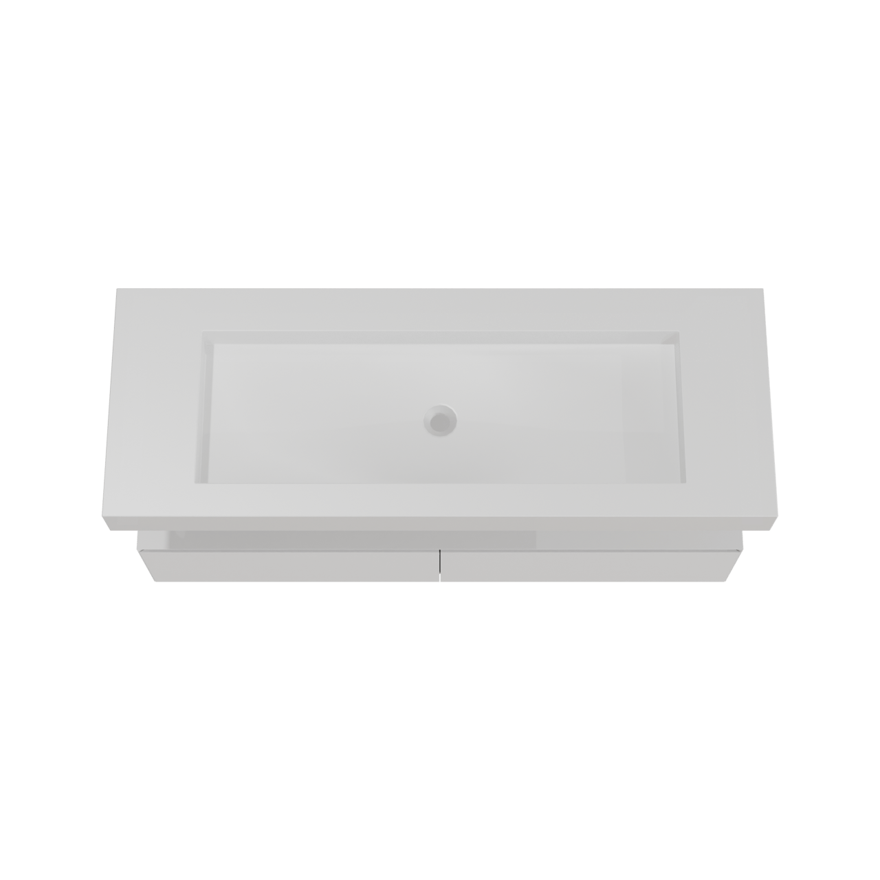 Balmani Mitra Elements hängendes Möbelstück Set: 150 x 55 cm, Weiß matt mit Modus Einzelwaschtisch für 2 Armaturenlöcher, Solid Surface Weiß matt