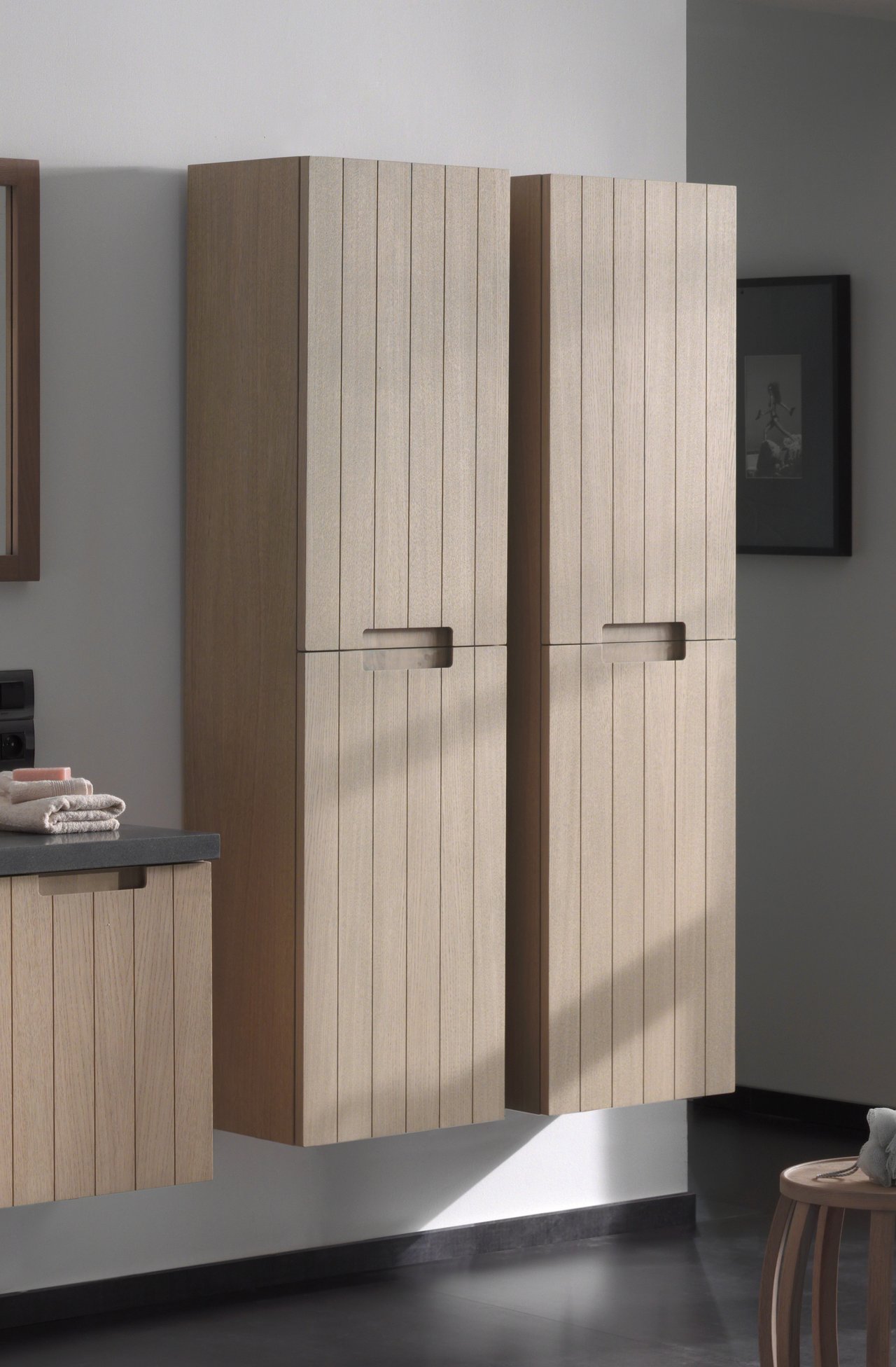 Balmani Adagio colonne salle de bains suspendue chêne vieilli 45 x 35 x 169 cm