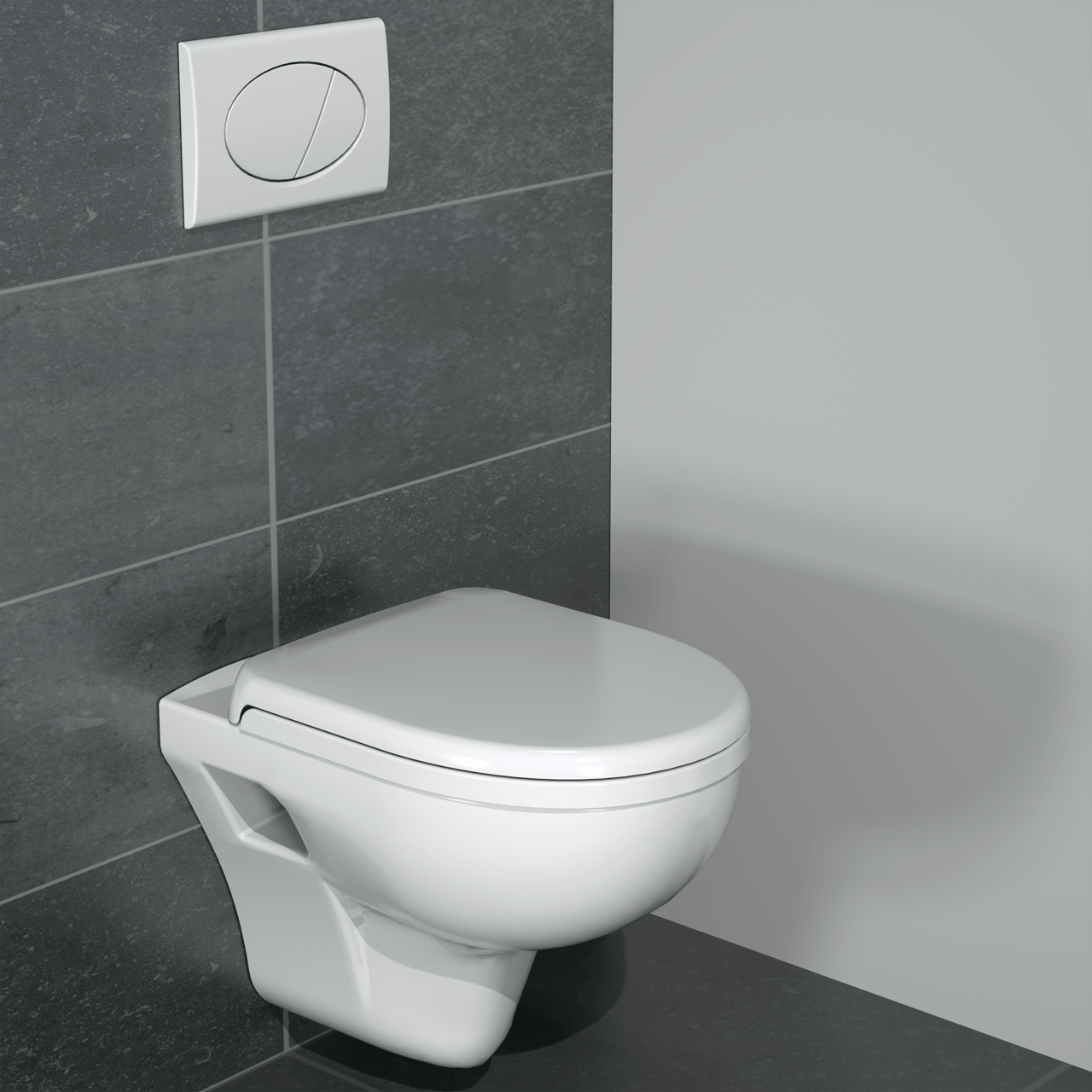 Linie Enzo Hänge WC: Weiß Glänzend, offener Spülrand, inkl. Luxus WC Sitz