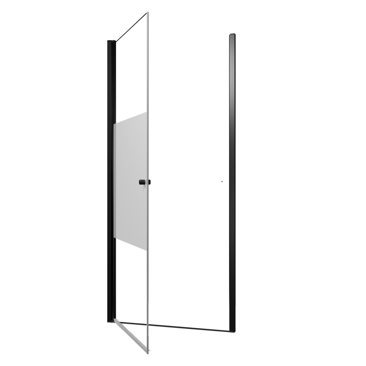 Luca Varess Kuresa douche draaideur 95 x 200 cm helder glas met matte strook mat zwart profiel