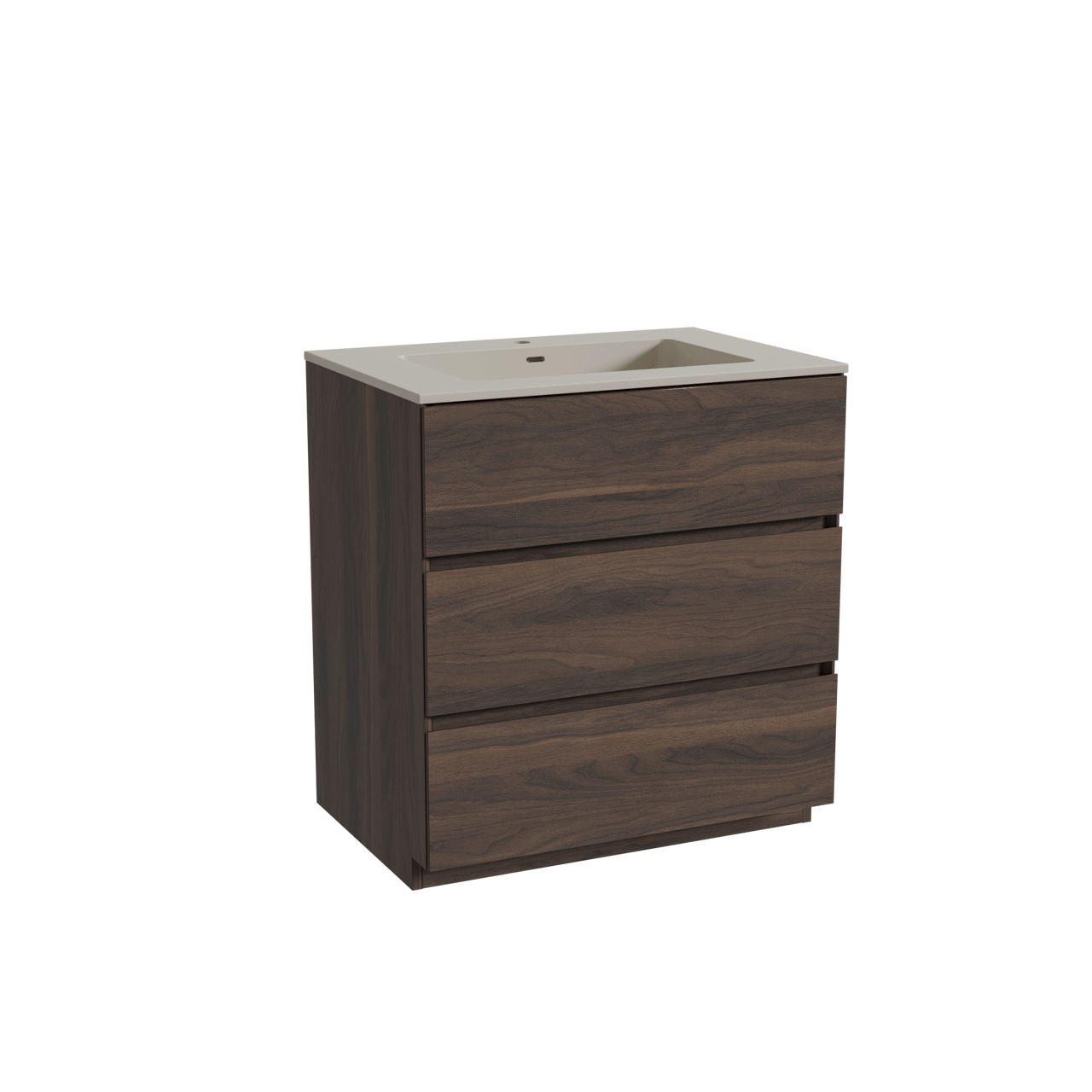 Storke Edge freistehendes Möbelstück Set: 75 x 52 cm, Nussbaum, mit Diva Einzelwaschtisch, Top Solid Seidengrau