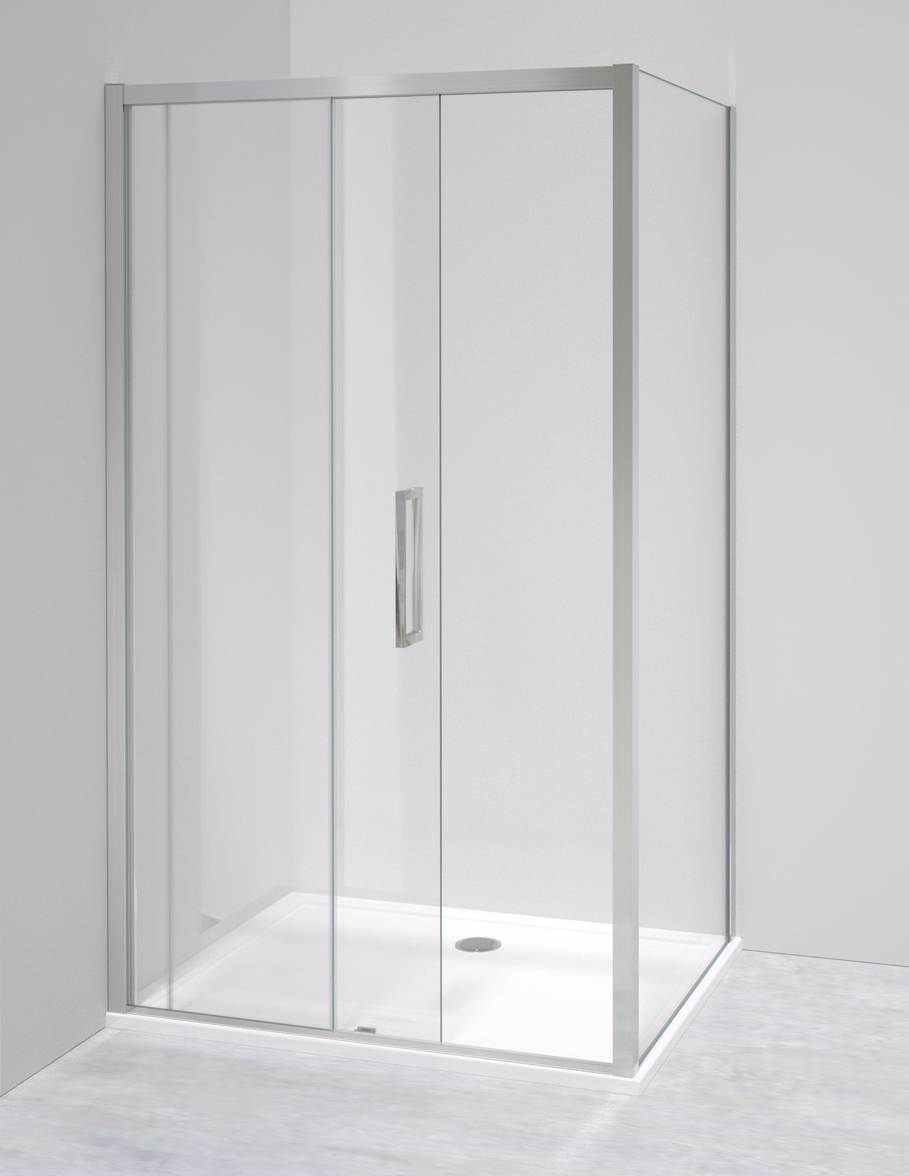 Luca Varess Senses douchehoek met schuifdeur en vaste zijwand 90 x 120 cm helder glas glanzend chroom profiel