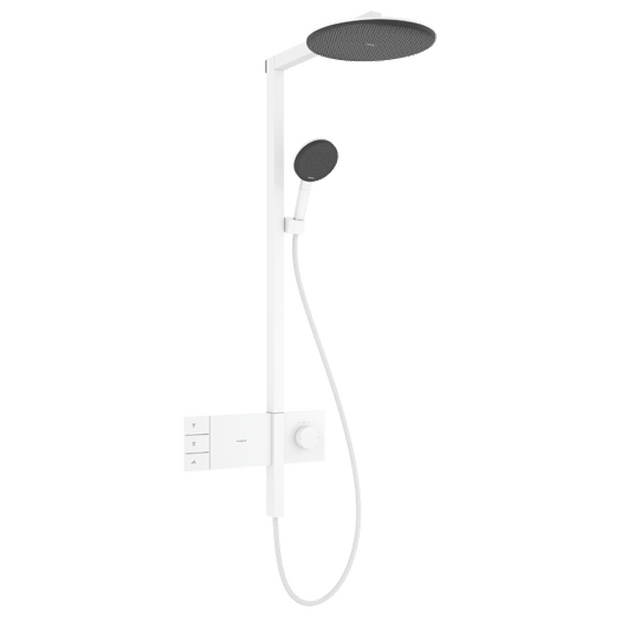Hansgrohe Raindance Alive S 300 2jets Showerpipe Duschsystem mit Thermostatbatterie: Wandmontage, Weiß Matt