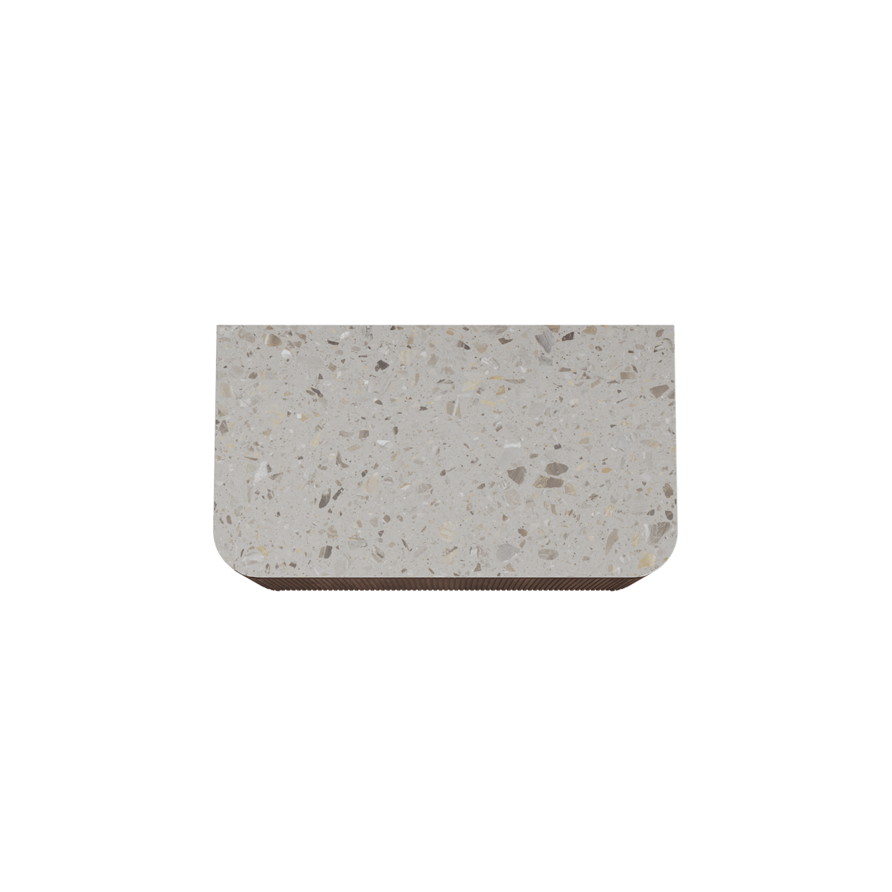 Balmani Moon hängendes Möbelstück Set: 100 x 55 cm, Amerikanischer Nussbaum, mit Moon Einzel Waschtischplatte, Terrazzo in Greige, Vertikale symmetrische gerade Rippe