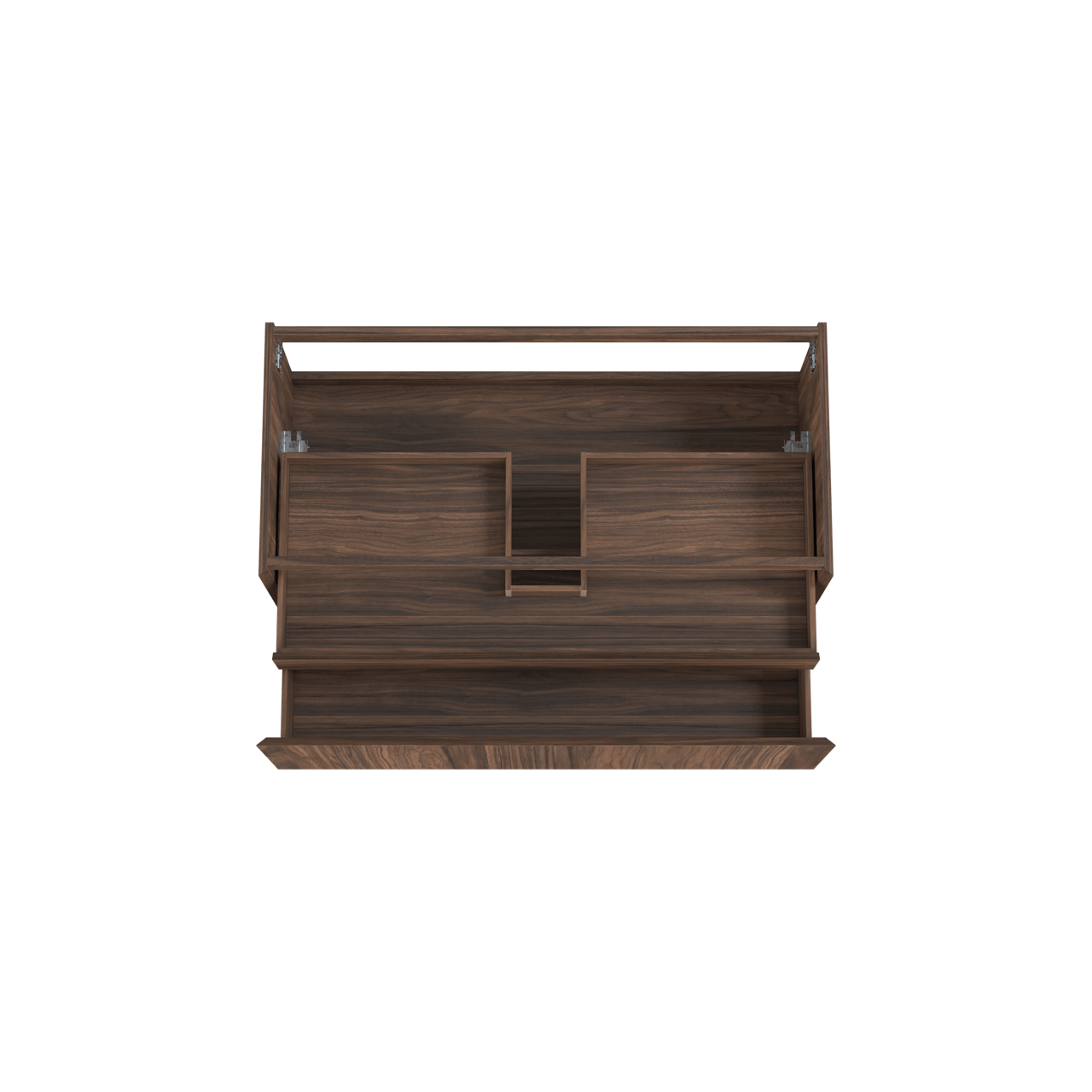 Balmani Idra hängender Waschbeckenunterschrank: 120 x 55 cm, Nussbaum, Furnierholz, 2 Schubladen