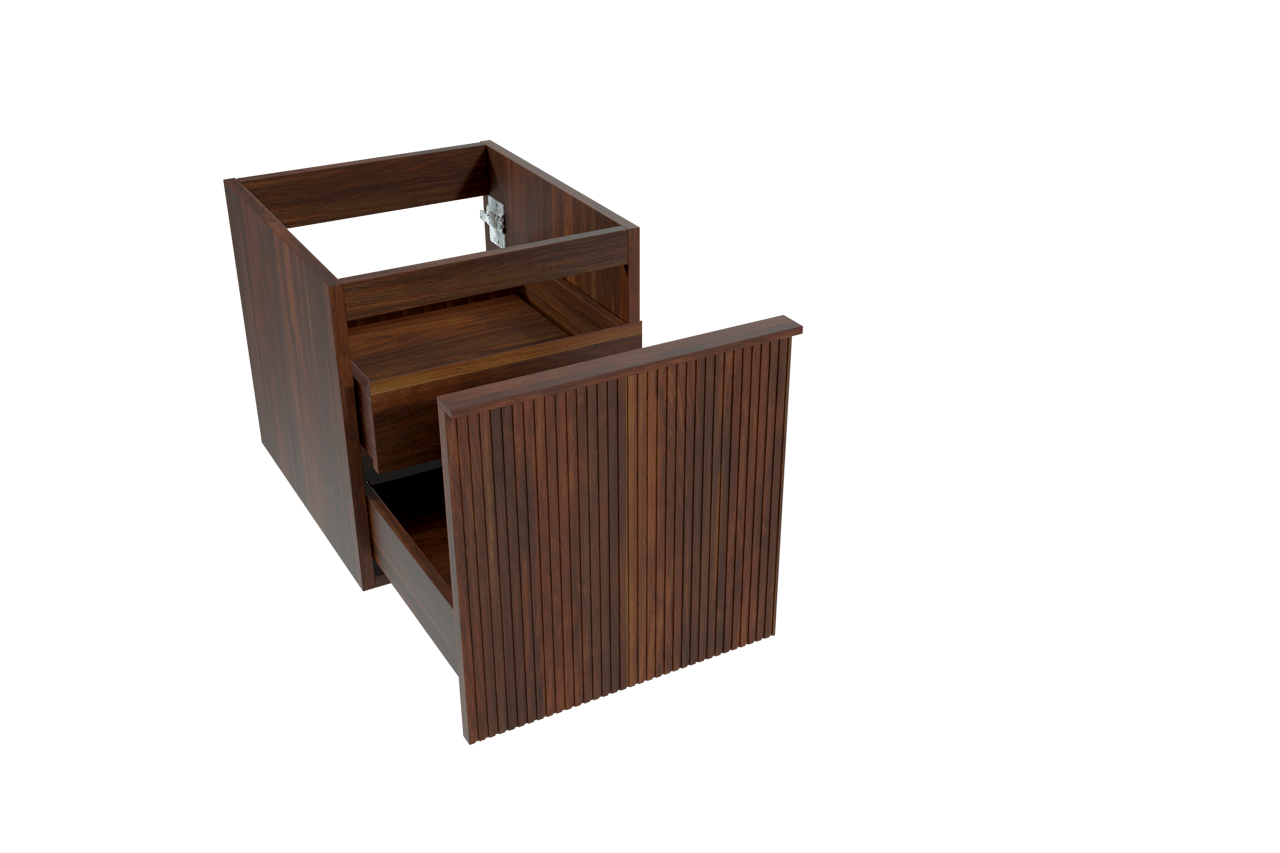 Balmani Forma zwevende wastafelonderkast 45 x 55 cm Amerikaans notenhout 2 lades vert. sym. groef