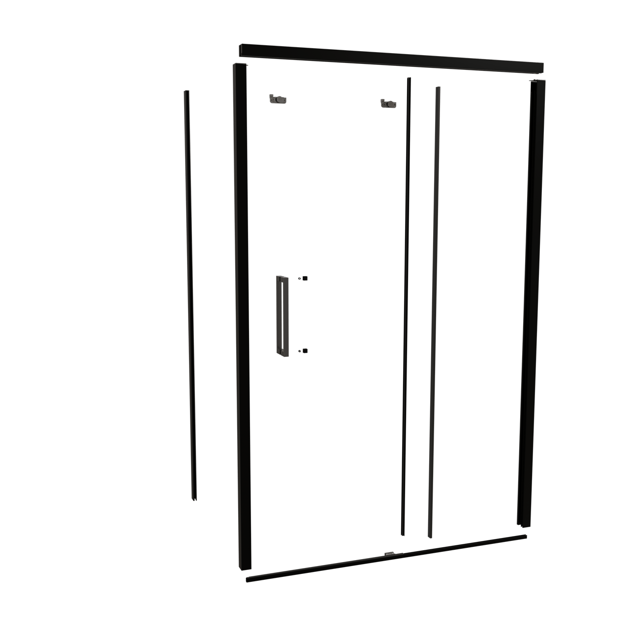 Balmani Senses Design 140 cm droite ensemble de profils pour coin-douche avec porte coulissante noir mat