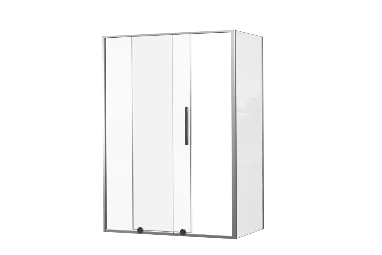 Luca Varess Morano douchehoek met schuifdeur en vaste zijwand 140 x 80 cm helder glas glanzend chroom profiel