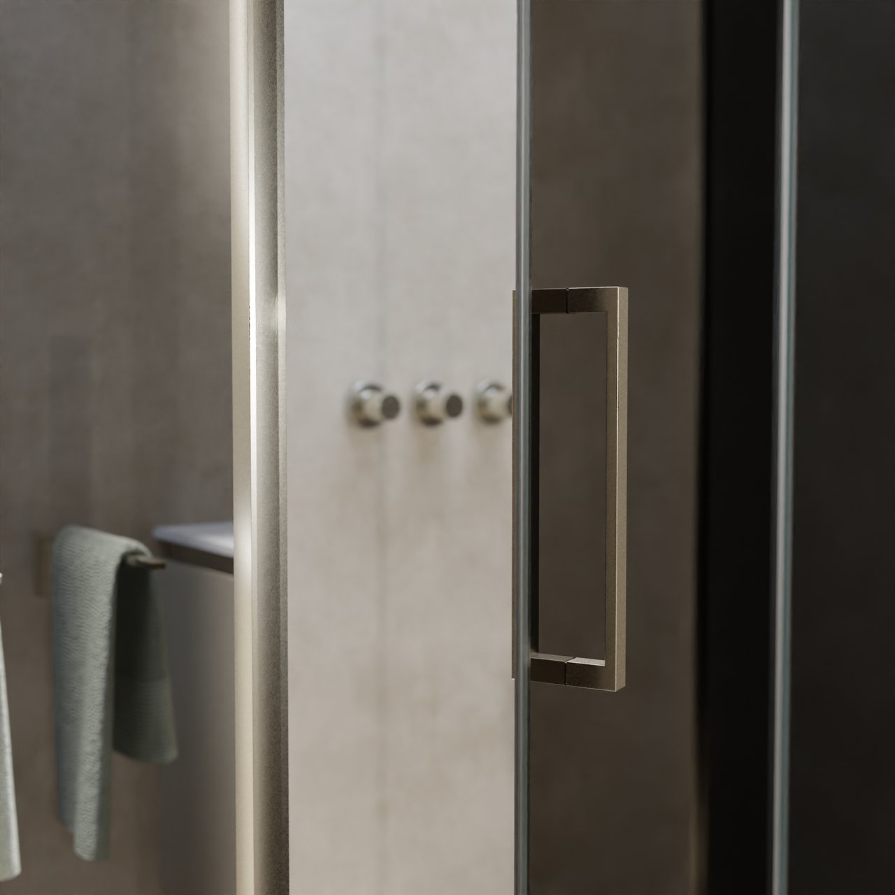 Balmani Senses Design Eckdusche: Drehtür (Rechts) mit fixierte Seitenwand, 140 x 90 cm, Rauchglas, Profil Brushed CoolMetal