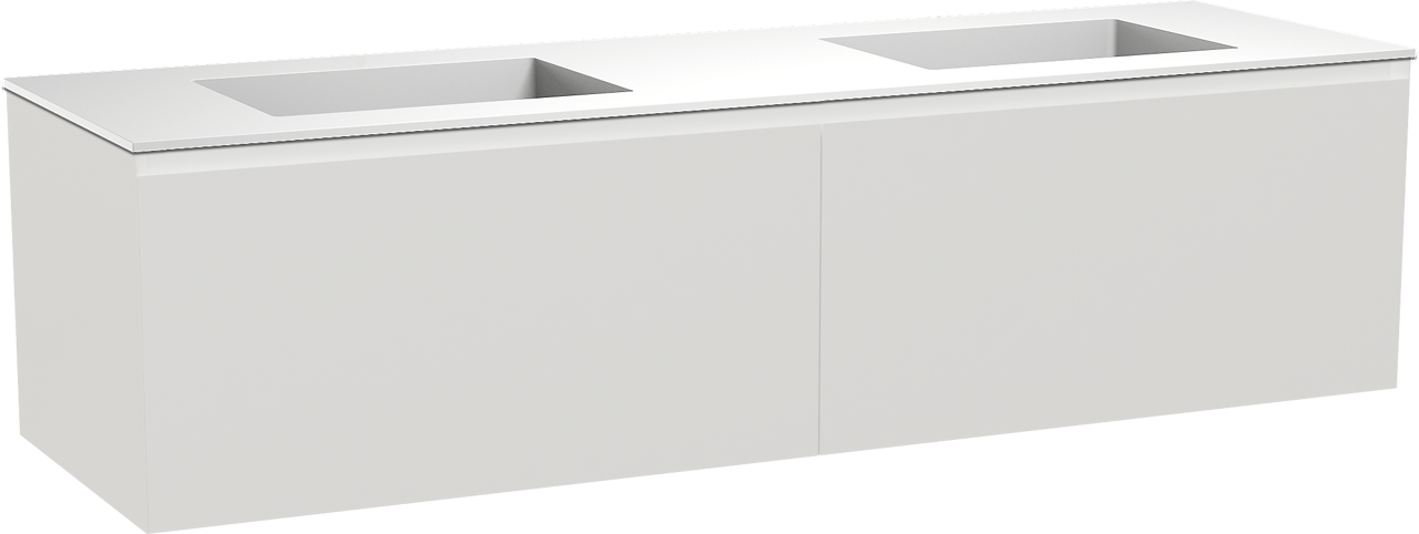 Balmani Idra meuble salle de bains suspendu 180 x 55 cm blanc mat avec Tablo Stretto double vasque en solid surface blanc mat