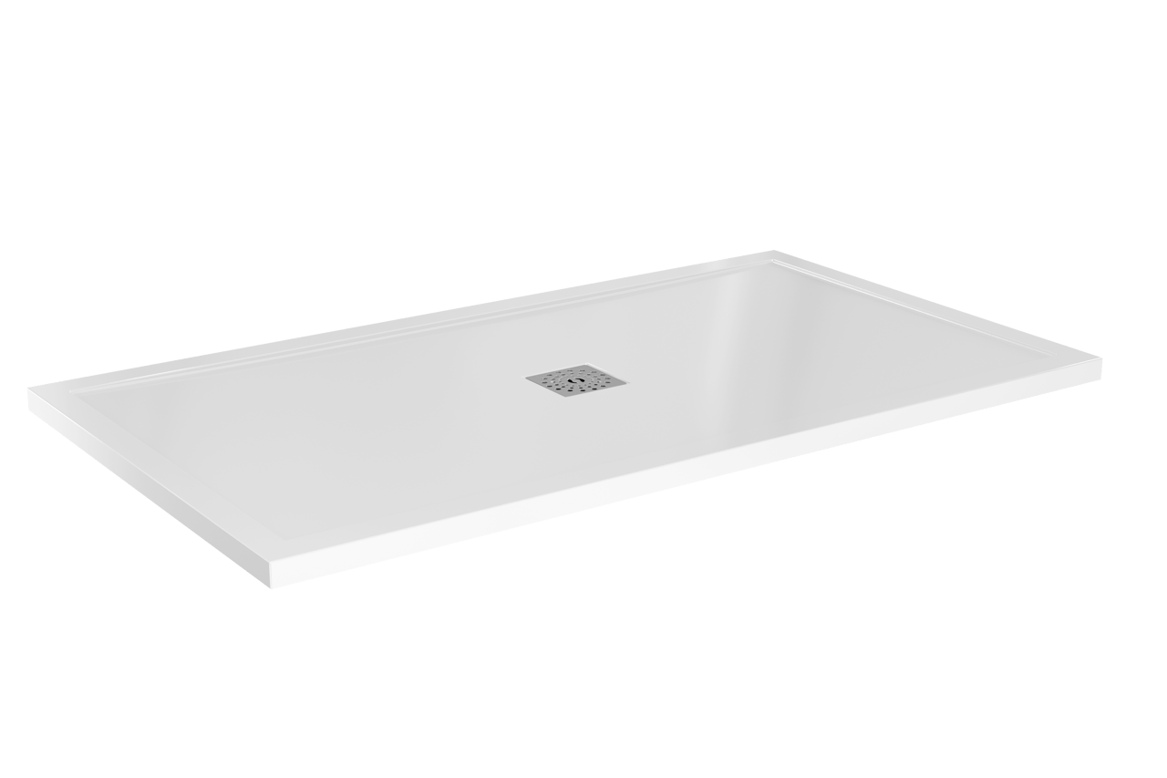 Linie Playa douchebak 160 x 90 cm composietmarmer Hoogglans Wit