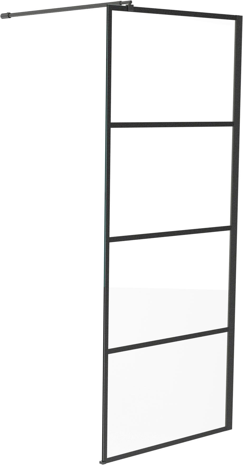 Linie Walk-In Walk-In Dusche: 90 x 200 cm, Stripes Glas, Schwarzes Profil, matt