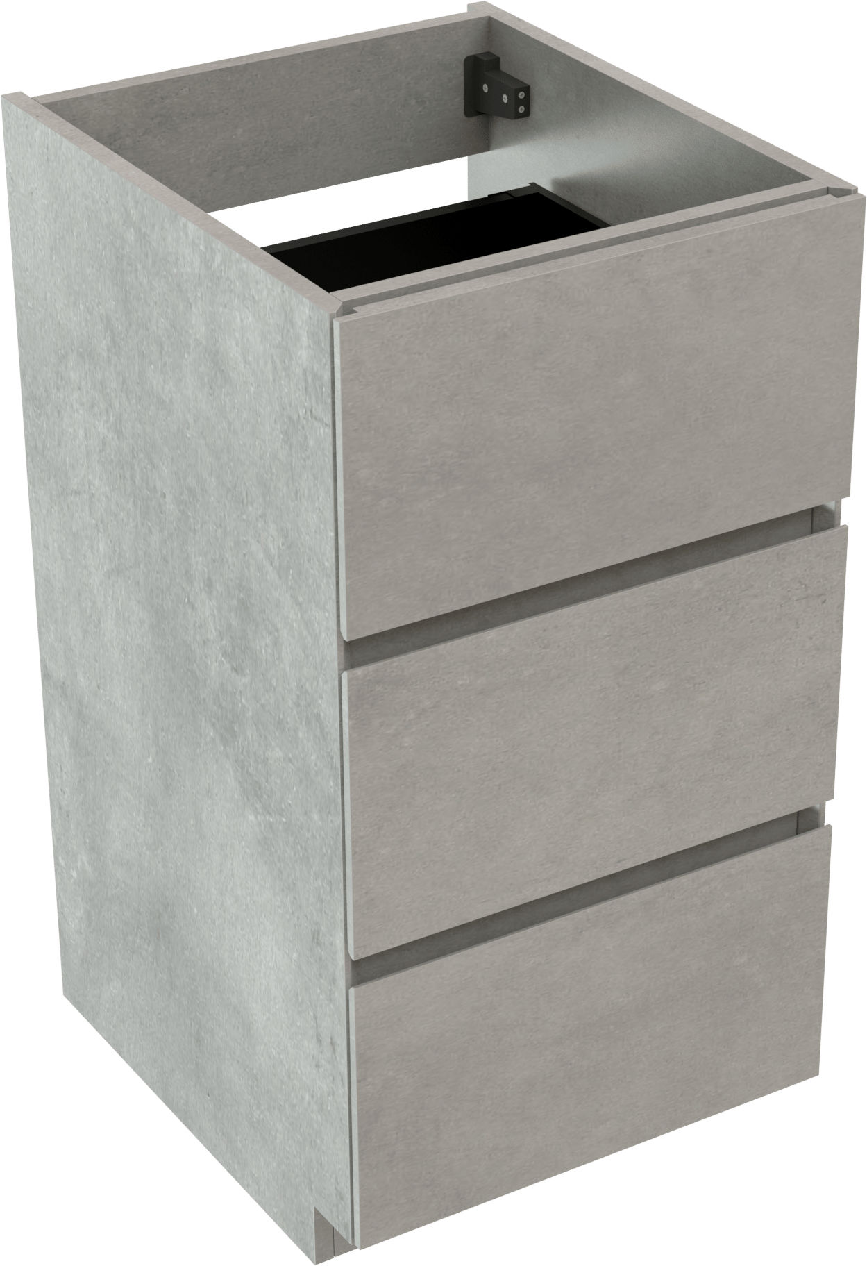 Storke Edge meuble sous-vasque a poser 45 x 52 cm béton gris foncé 3 tiroirs