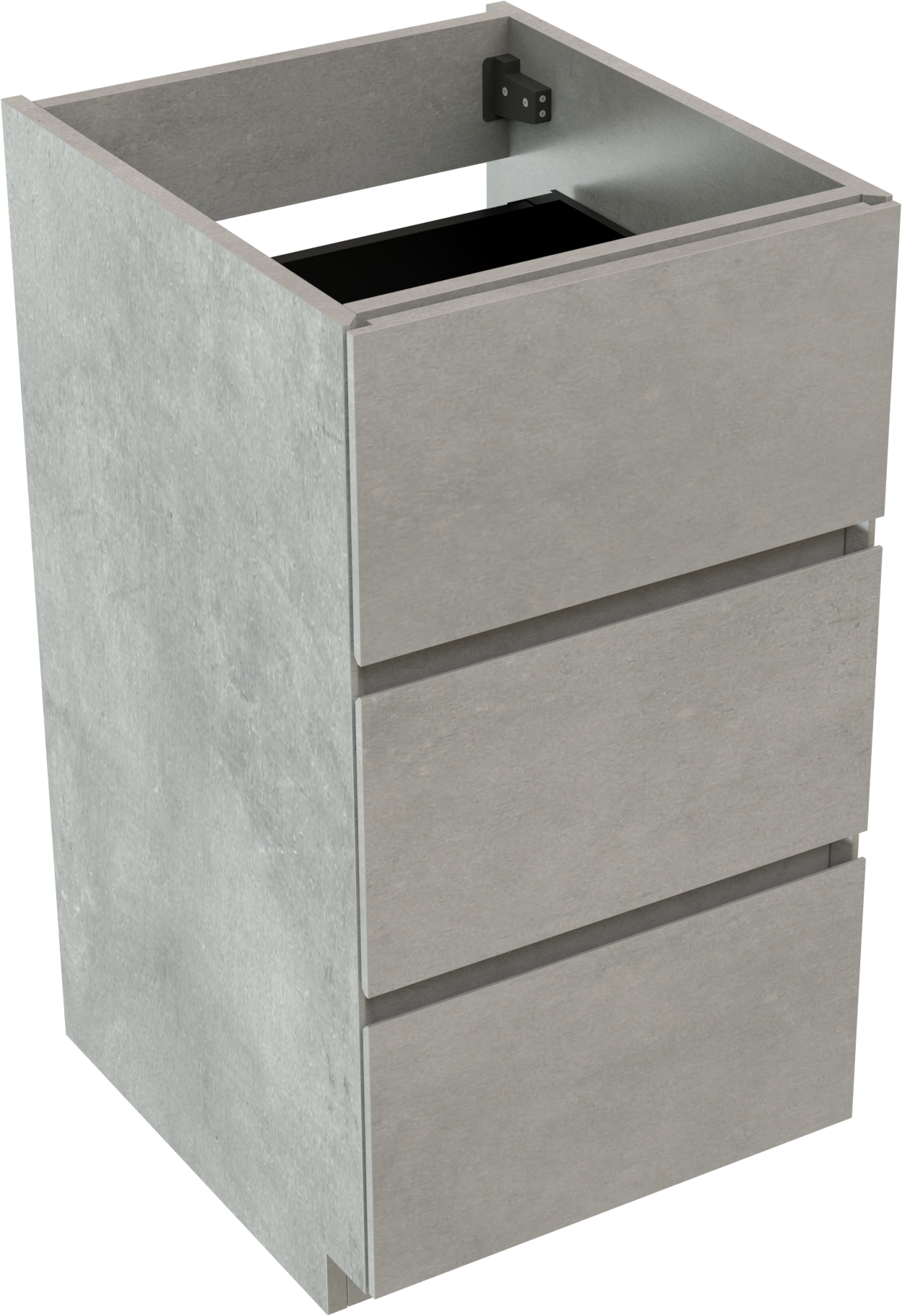 Storke Edge stehender Waschbeckenunterschrank: 45 x 52 cm, Beton dunkelgrau, 3 Schubladen