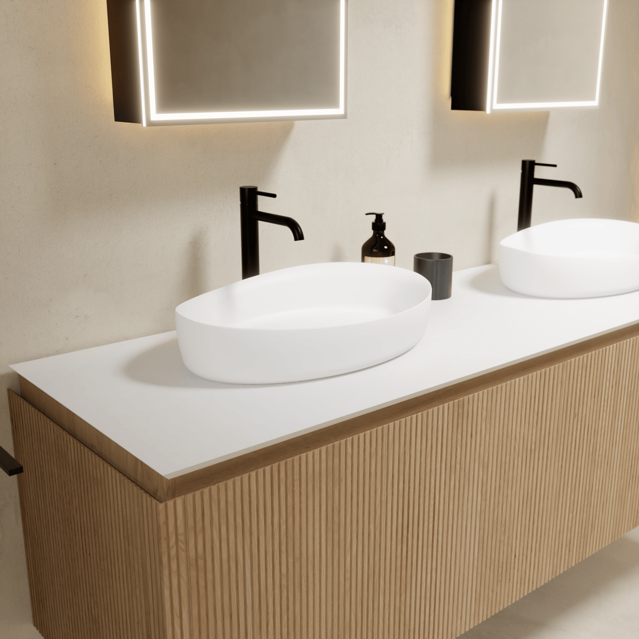 Balmani Jezi waskom mat witte solid surface ovaal 54 x 34 cm