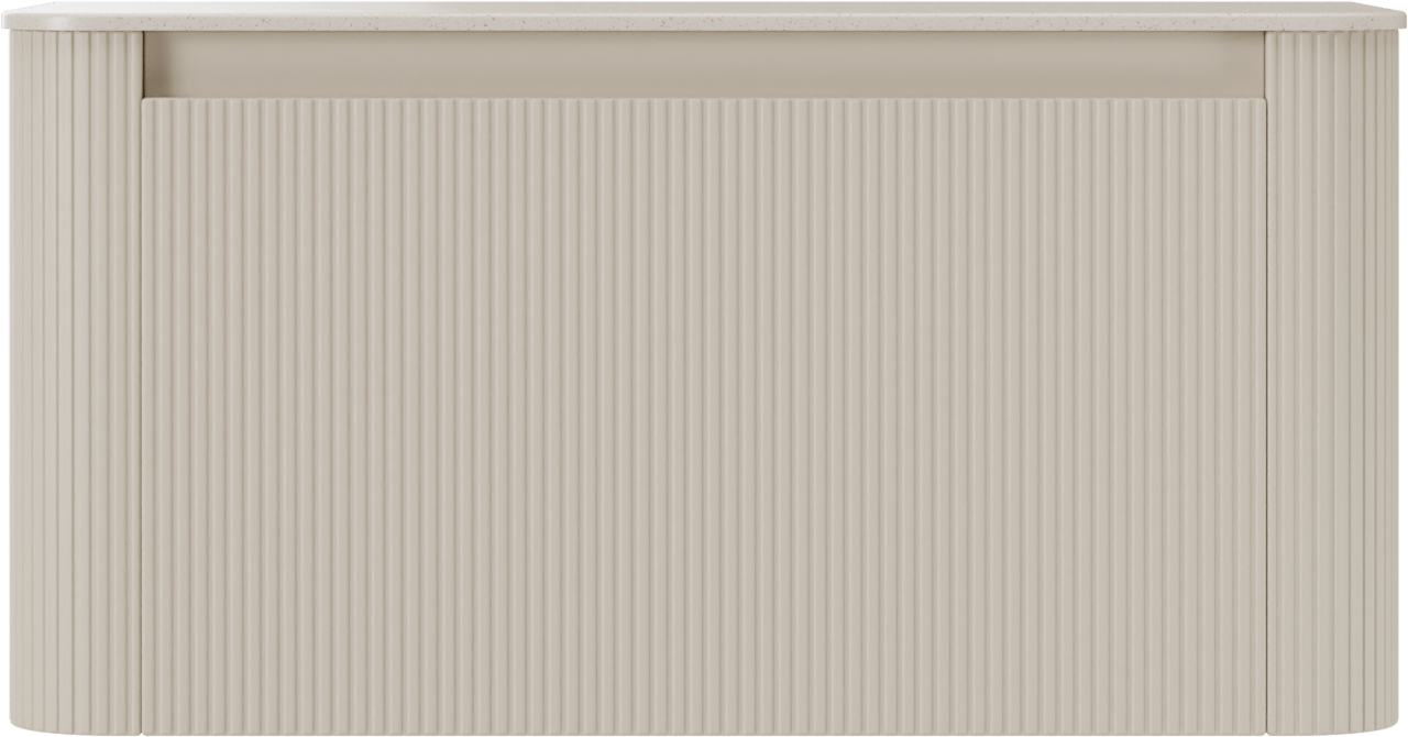 Storke Soft meuble salle de bains suspendu 100 x 46 cm Sand mat avec Tavola Soft tablette simple en Solid Surface beige granite, Nervure droite symétrique verticale