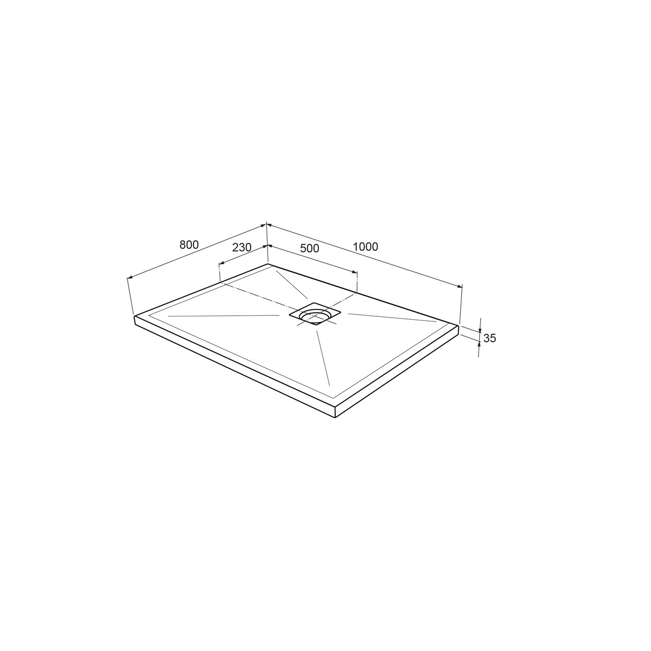 Linie Rumba receveur de douche 100 x 80 cm acrylique gris foncé texture ardoise