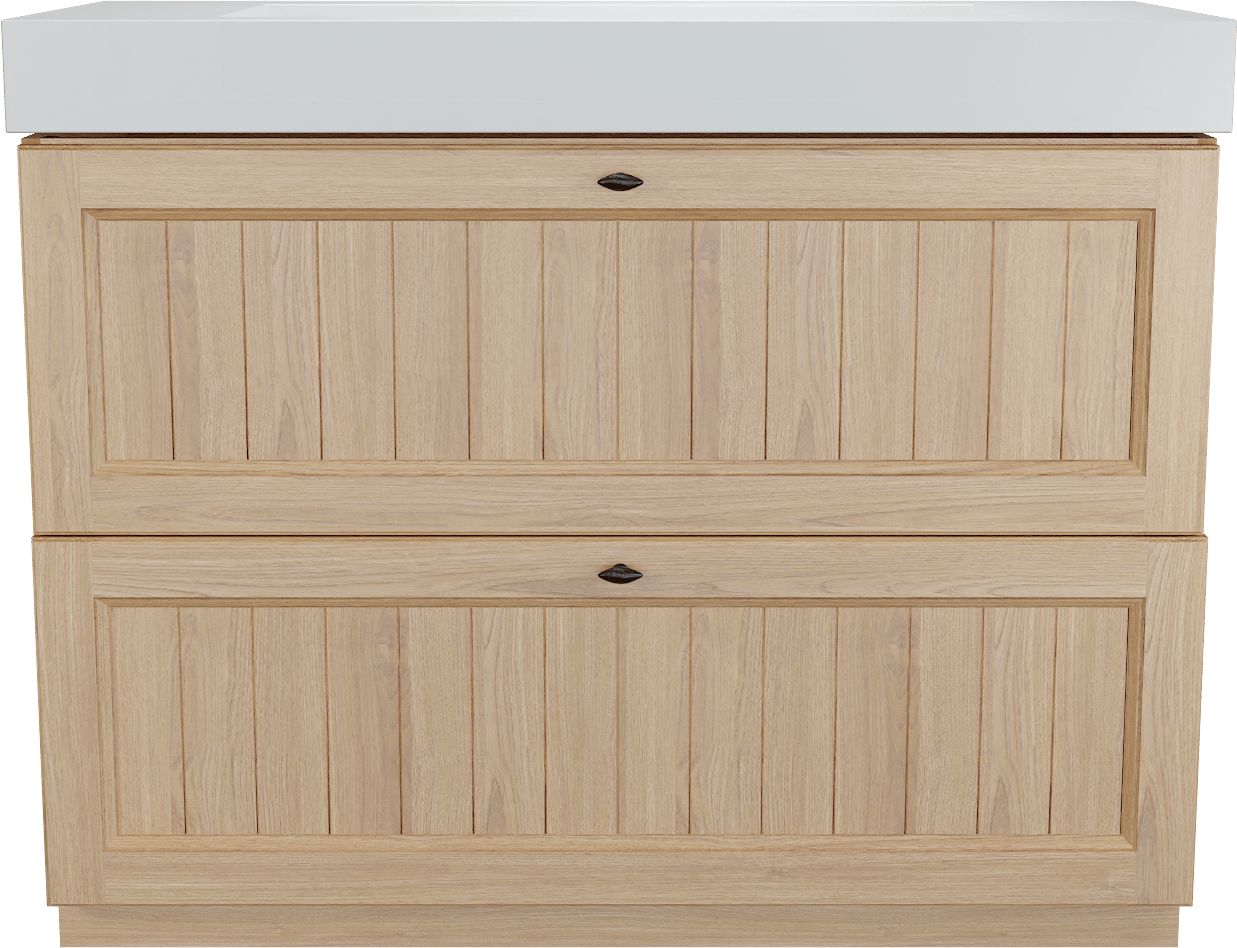 Balmani Lemon staand badmeubel 120 x 55 cm, fineer naturel eiken met Modus enkele wastafel voor 2 kraangaten in mat wit