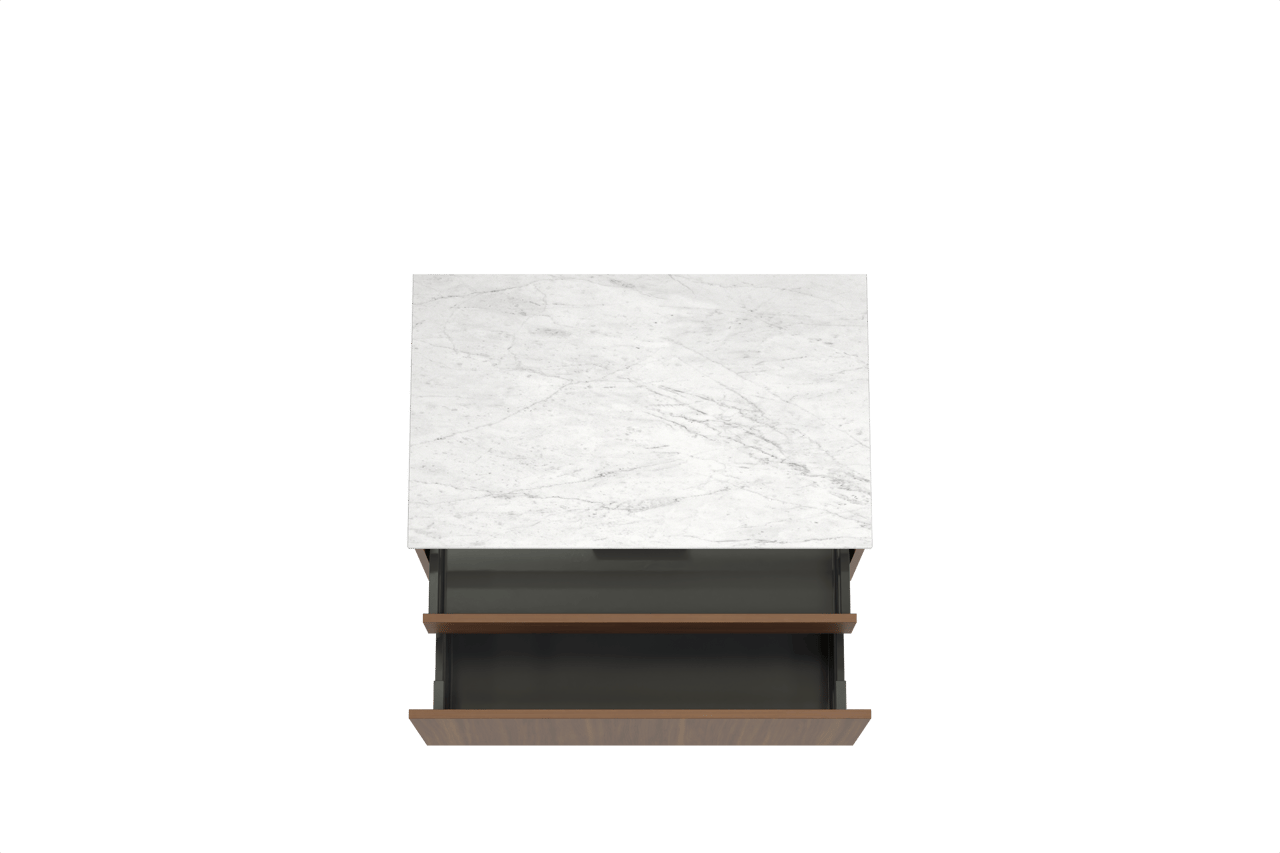 Balmani Sfera zwevend badkamermeubel 90 x 55 cm amerikaanse notelaar met Stretto enkel tablet in marmer carrara