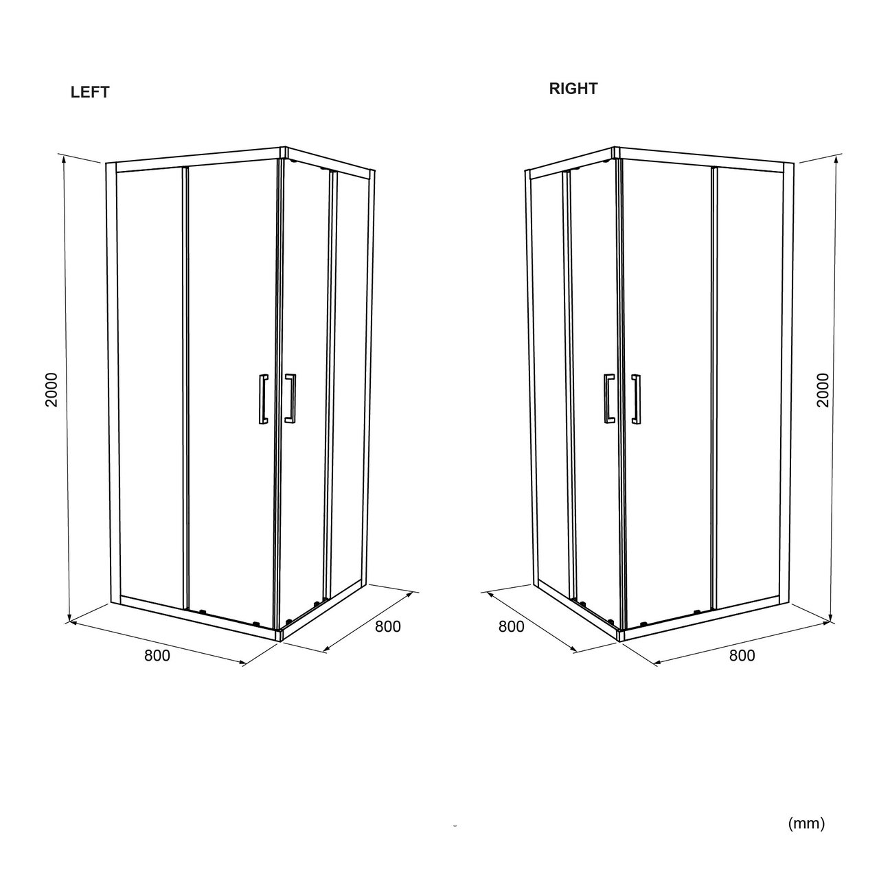 Luca Varess Talan Duschkabine: Schiebetür, 80 x 80 cm, Klarglas, Chrom Profil, matt