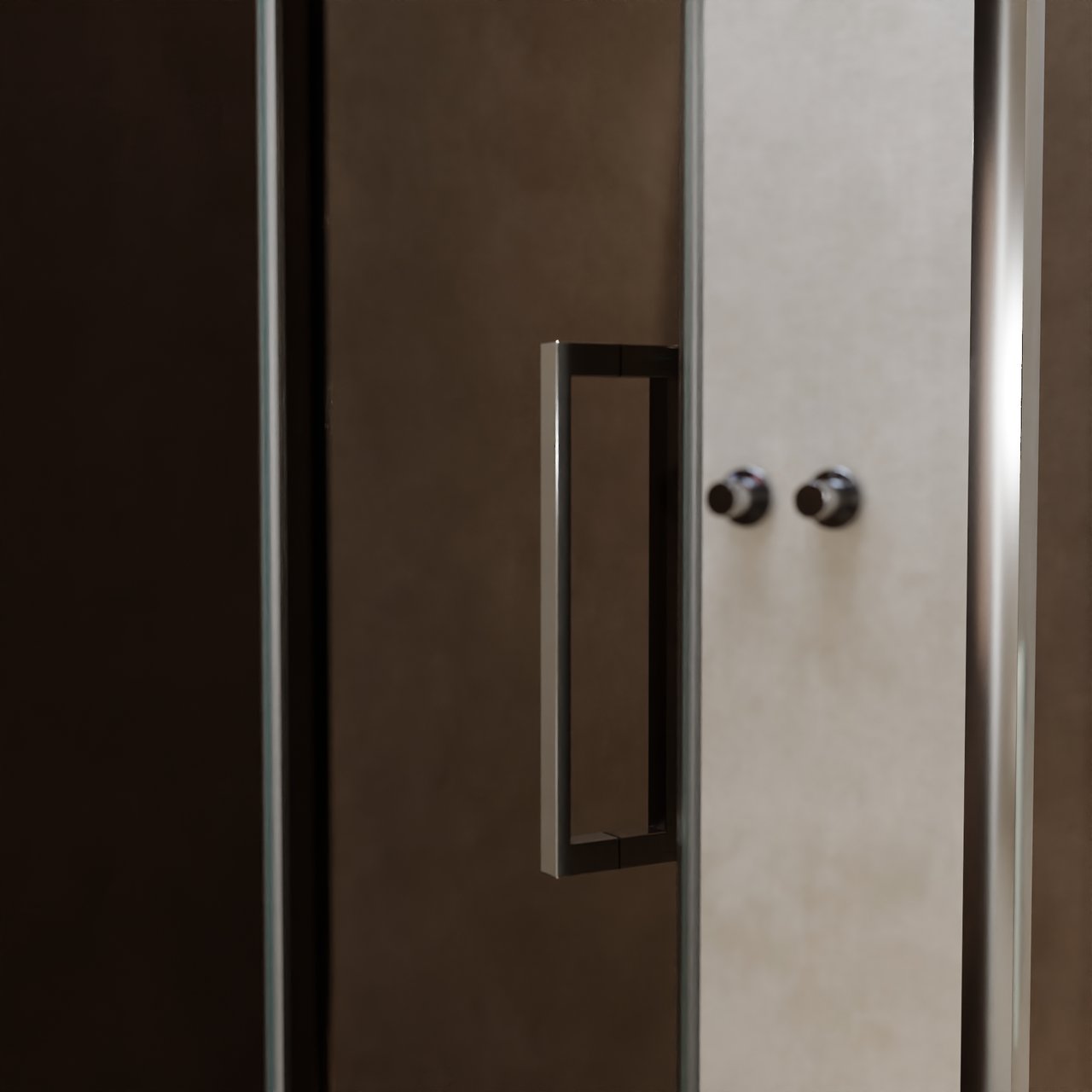 Balmani Senses Design douchehoek met linkse draaideur en vaste zijwand, 120 x 100 cm, Brons, Chroom profielen, met coating