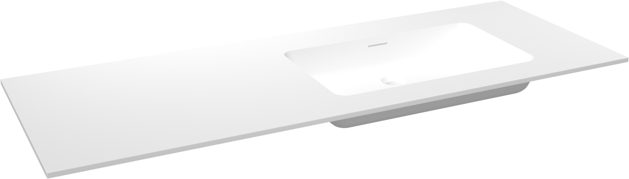 Storke Mata asymmetrisch rechtse wastafel matte solid surface 140 x 52 cm combinatie kast 45 cm