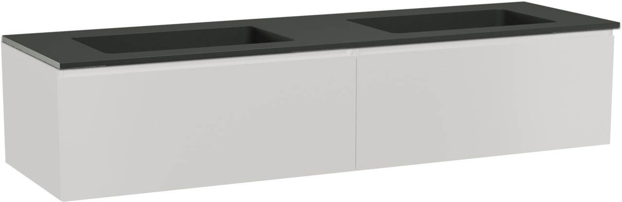 Storke Edge zwevend badmeubel 170 x 52 cm hoogglans wit met Scuro dubbele wastafel in kwarts mat zwart