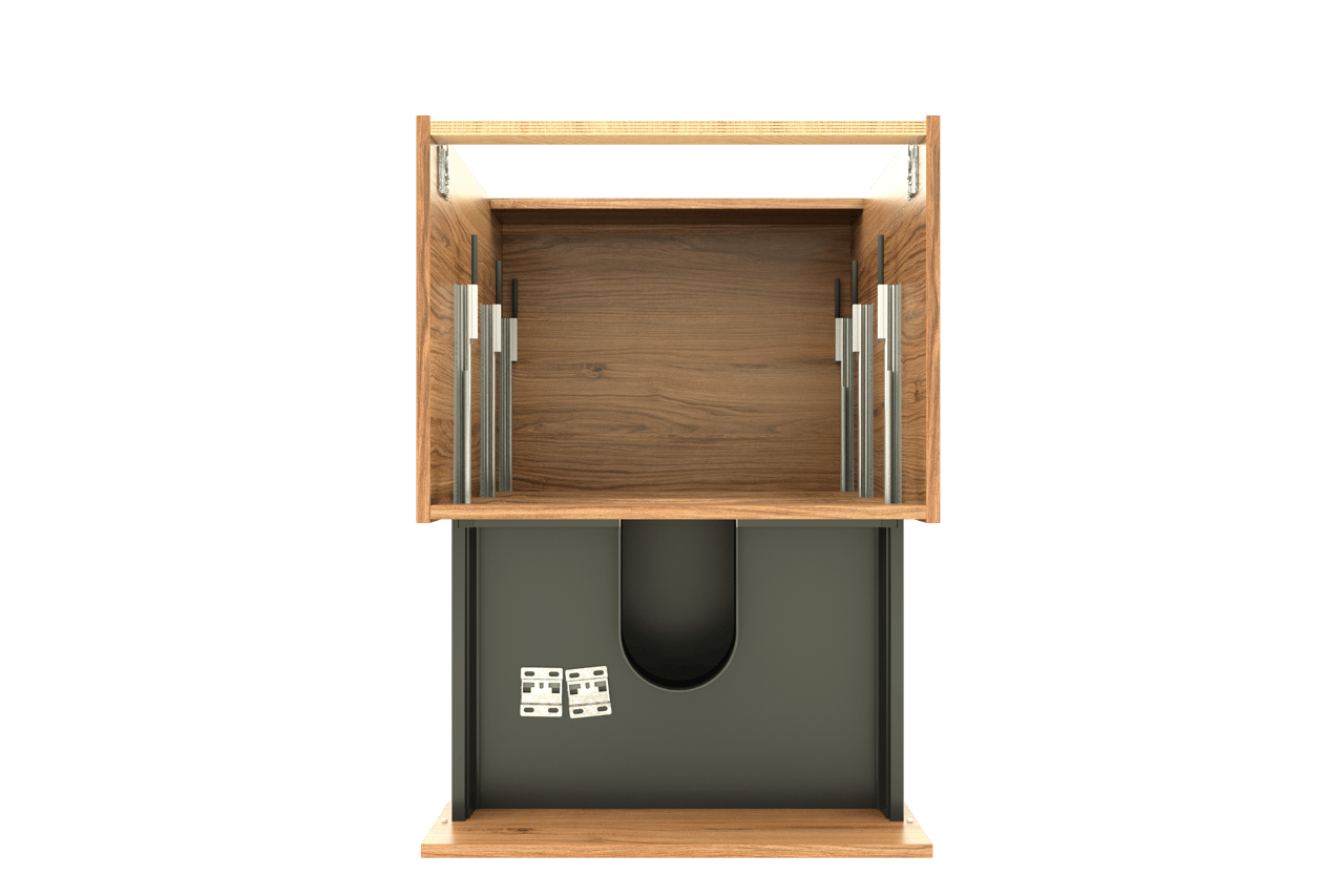 Balmani Lucida stehender Waschbeckenunterschrank: 67,5 x 55 cm, Teak, 3 Schubladen