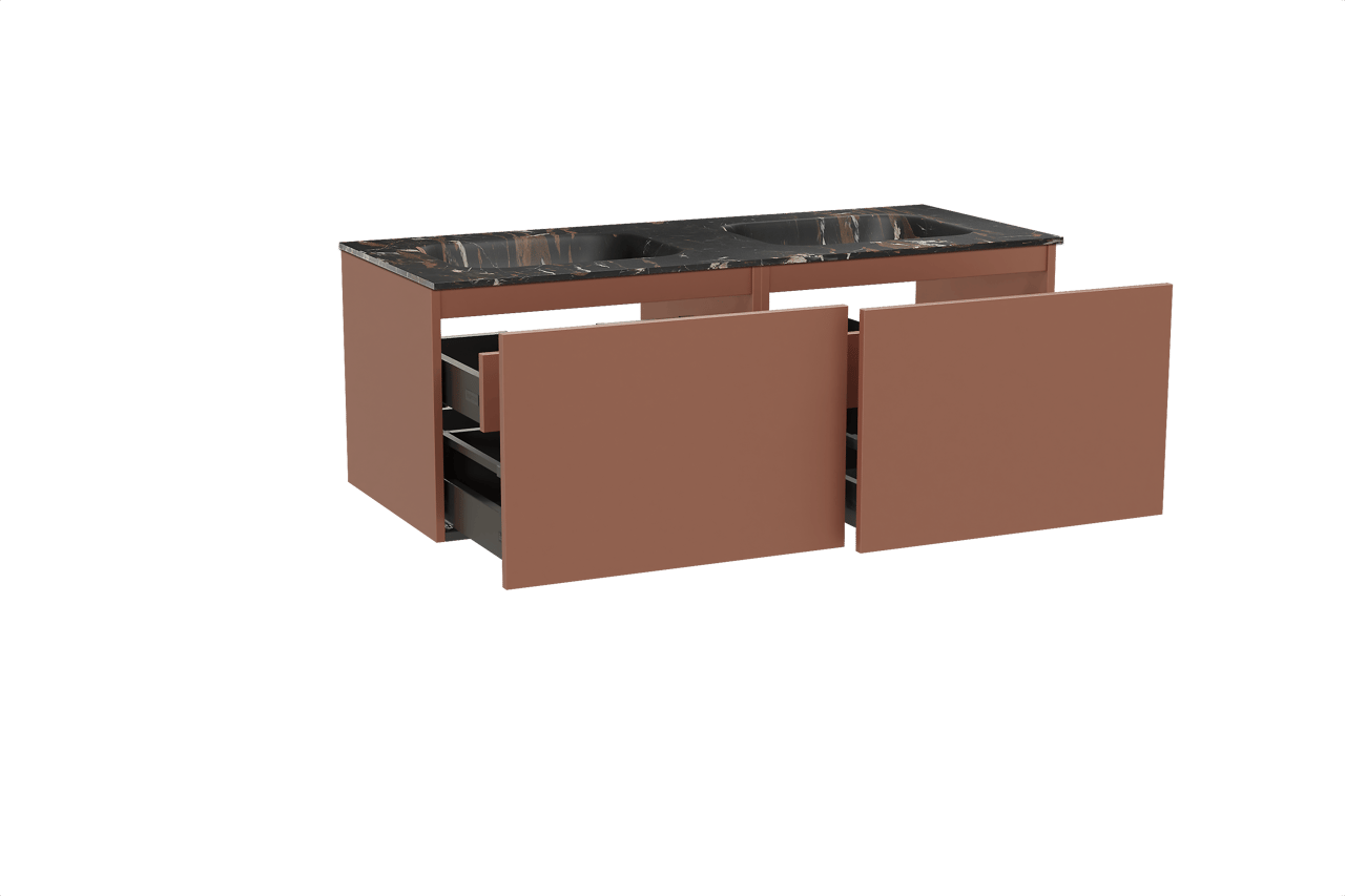 Balmani Sfera meuble salle de bains suspendu 135 x 55 cm cotto avec Tablo Arcato double vasque en marbre portoro gold