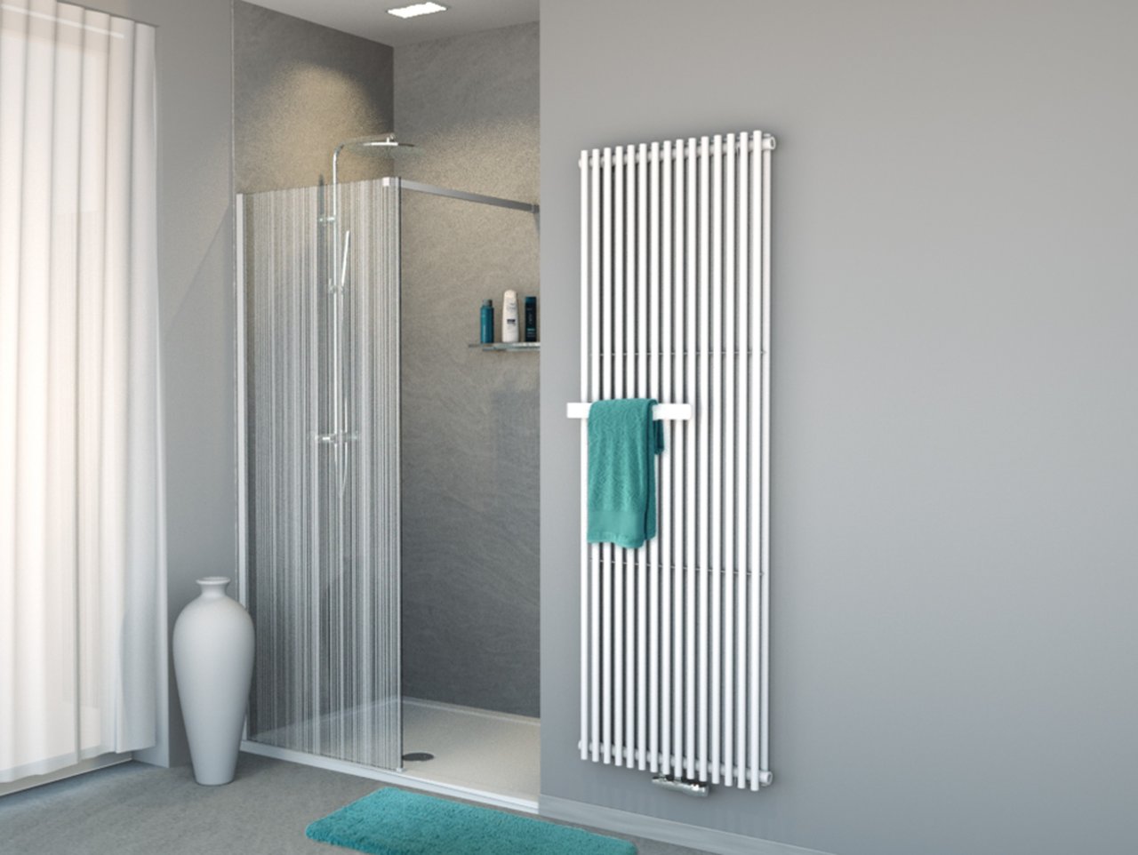 Balmani Modular nisdouche 80 x 200 cm barcode wit glas mat wit profiel