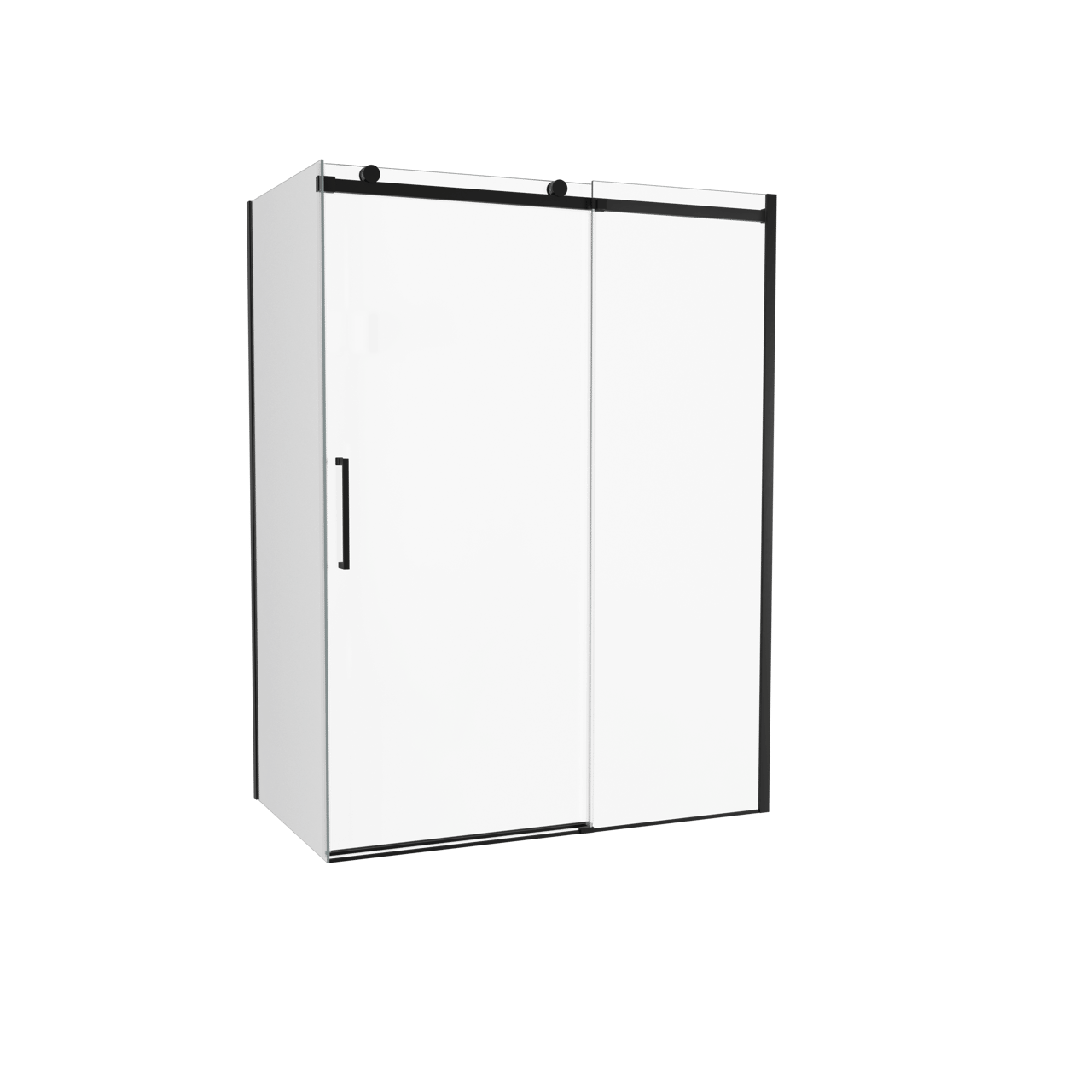 Luca Varess Boltano douchehoek met schuifdeur en vaste zijwand, 150 x 90 cm, helder glas, zwarte profielen