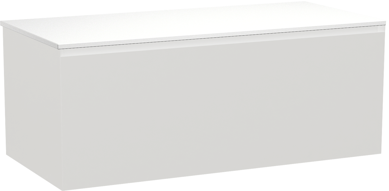 Balmani Idra zwevend badmeubel 120 x 55 cm mat wit met Stretto enkel of dubbel wastafelblad in solid surface mat wit