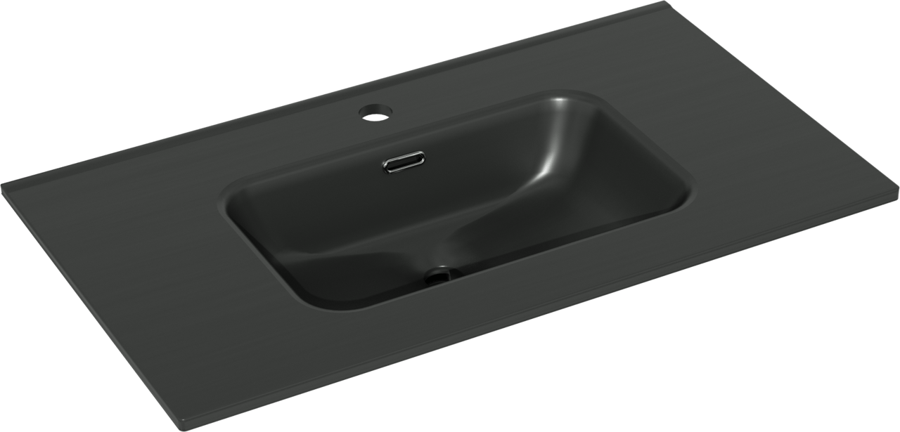 Linie Baro enkele wastafel Mat Zwarte porselein 80 x 46 cm