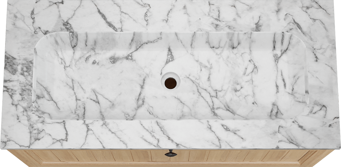 Balmani Lemon zwevend badmeubel 120 x 55 cm, fineer naturel eiken met Tablo Arcato enkele wastafel in carrara