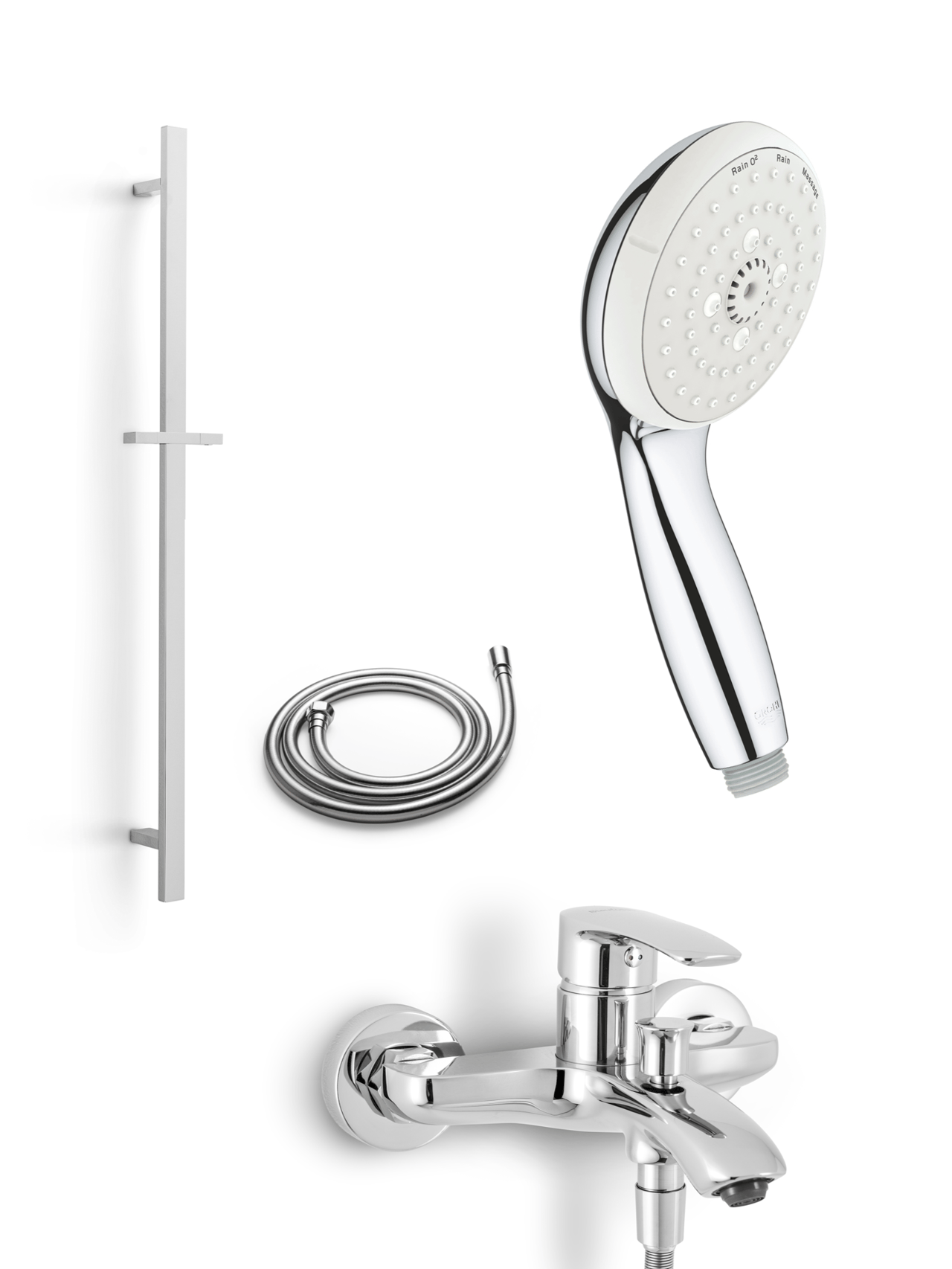 Blaufoss Tristan robinet baignoire mitigeur montage mural extérieur chrome brillant