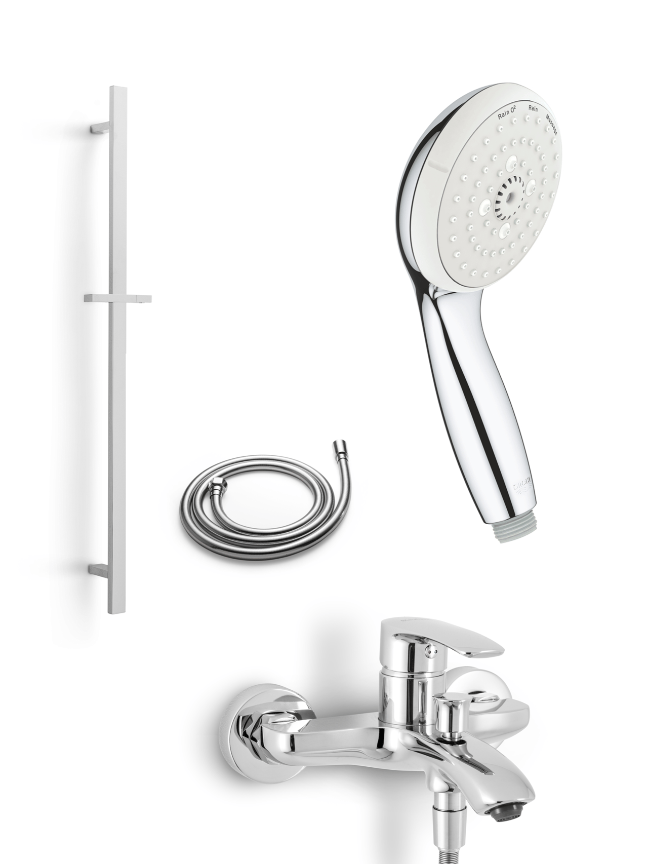 Blaufoss Tristan robinet baignoire mitigeur montage mural extérieur chrome brillant