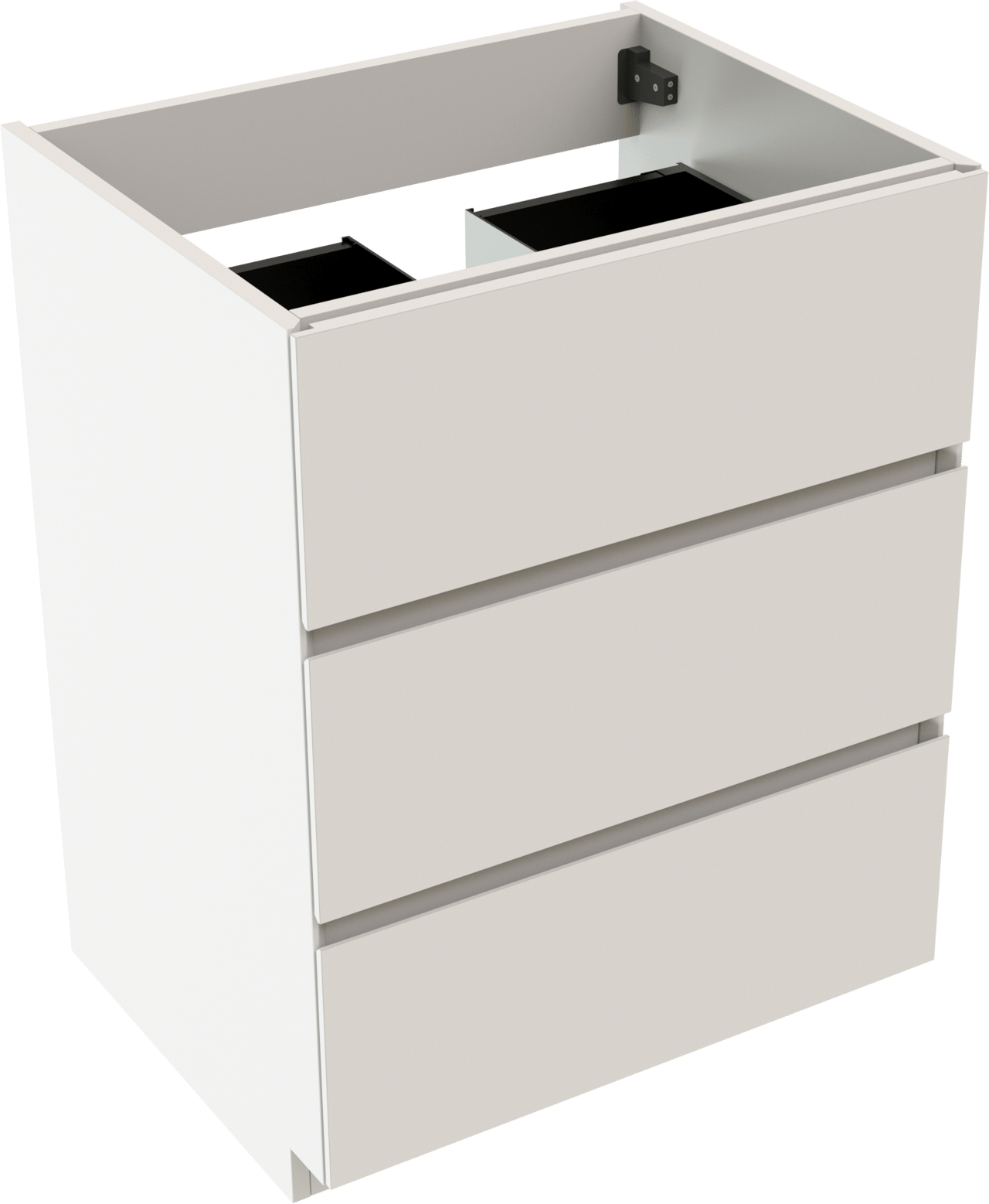 Storke Edge stehender Waschbeckenunterschrank: 65 x 52 cm, Weiß matt, 3 Schubladen