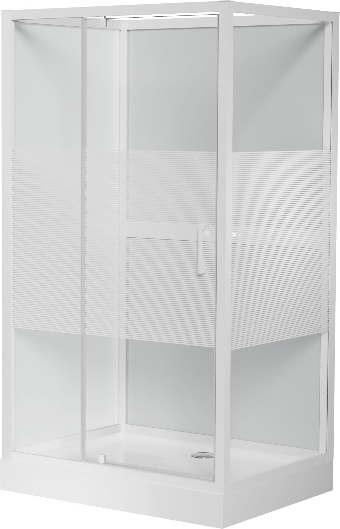 Luca Varess Talan rechthoekige complete douchecabine met draaideuren 90 x 120 cm helder glas met mat gestreepte strook glans wit profiel