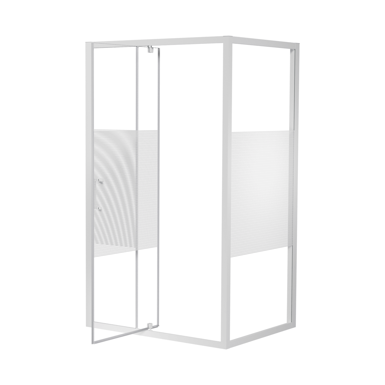 Luca Varess Talan douche draaideur 120 x 200 cm gestreept glas glanzend wit profiel