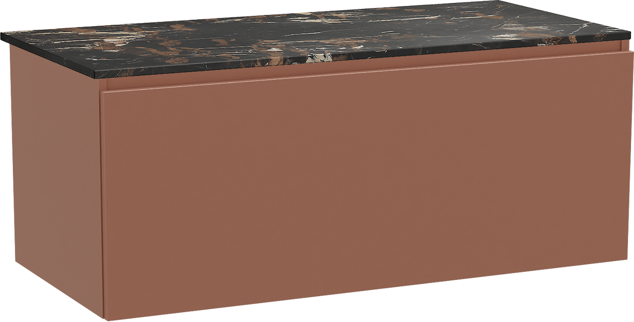 Balmani Sfera zwevend badmeubel 120 x 55 cm cotto met Stretto enkel wastafelblad in marmer portoro gold