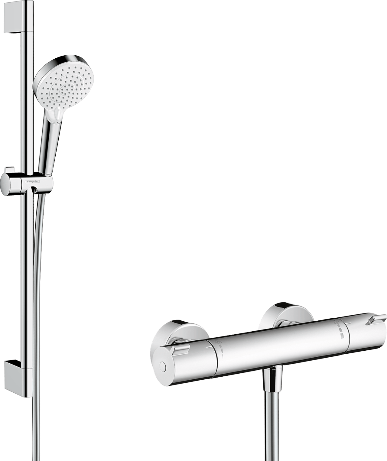 Hansgrohe Crometta Vario douchestang met douchekop 11cm 2 straalfuncties glanzend chroom