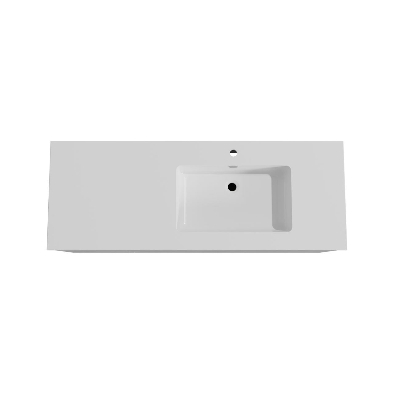 Storke Edge meuble salle de bains suspendu 140 x 52 cm béton gris foncé avec Diva plan vasque asymétrique à droite en marbre composite blanc brillant