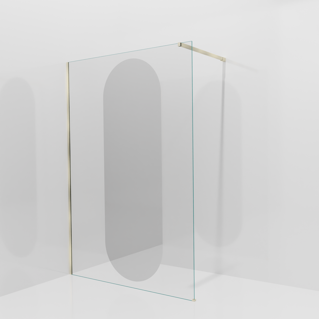 Balmani Modular Walk-In Dusche: 140 x 200 cm, Reflex-Spiegelglas Oval, Profil Brushed Champagne Gold