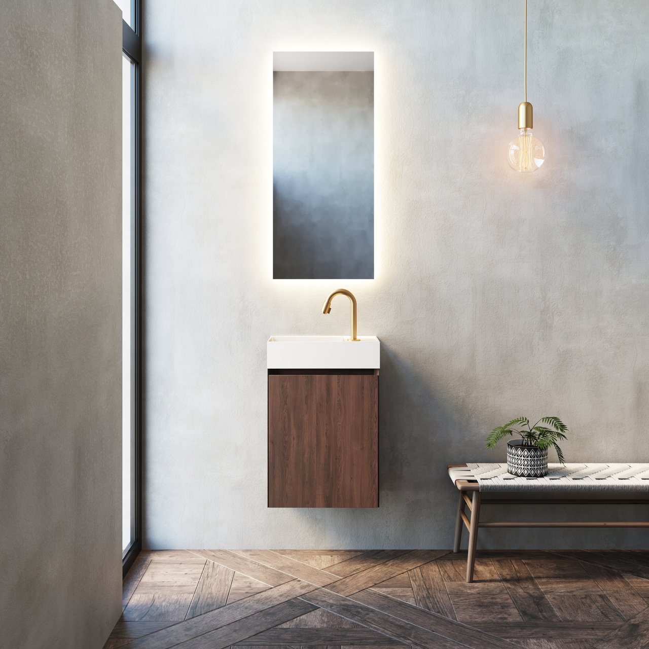 Balmani Mitra zwevende toiletmeubelkast 42 x 21 cm Amerikaanse notelaar