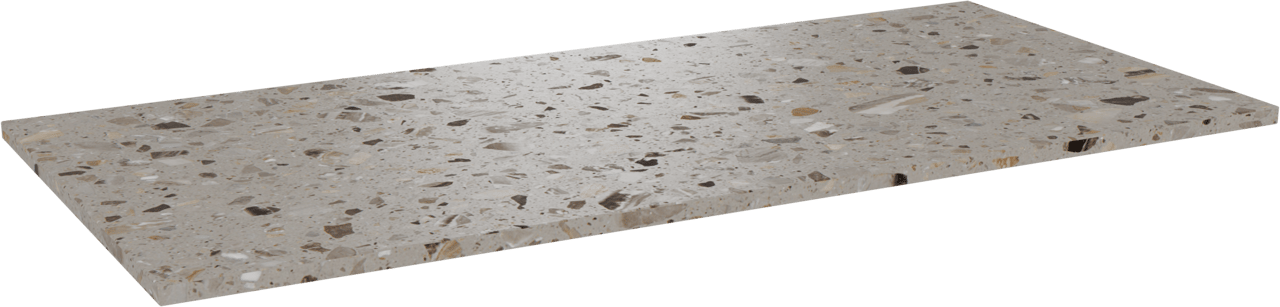Balmani Stretto Einzel- oder Doppel Waschtischplatte greige terrazzo 120 x 55 cm